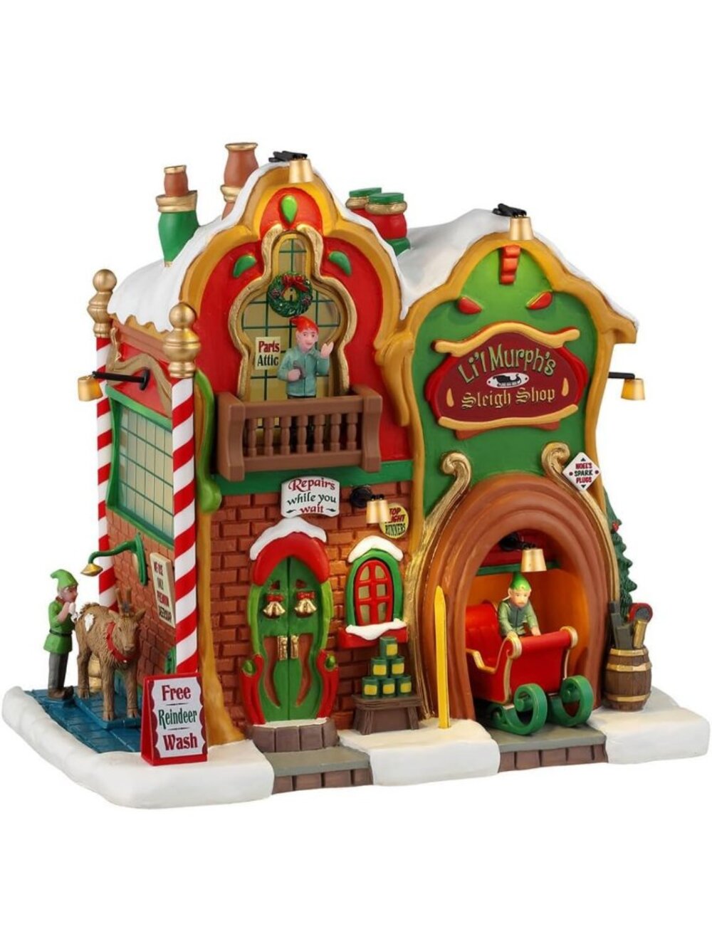 Battery Operated Sleigh Shop Decor, Christmas Village Scene, Holiday Display